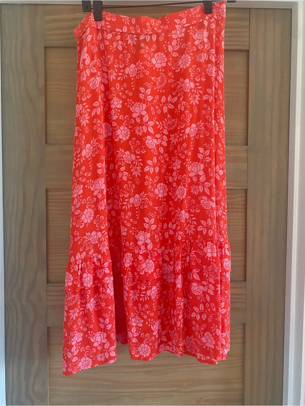 Talbots Coral Red Floral Maxi Skirt